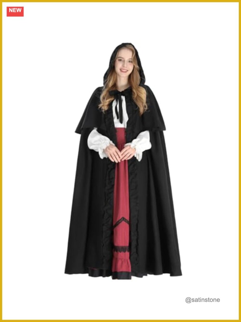 Hooded Cloak Renaissance Long Cape Adult Costume Suede